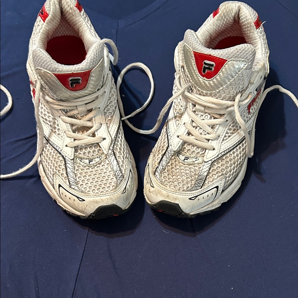 Fila Kids Cream and Red Sneakers